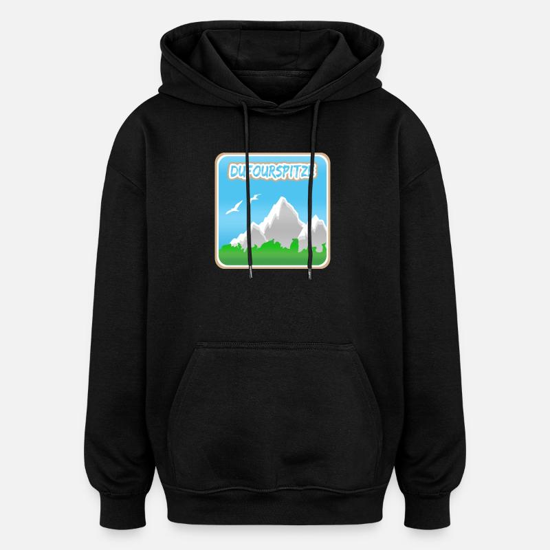 Dufourspitze als Berg - Oversized Unisex Hoodie - Schwarz