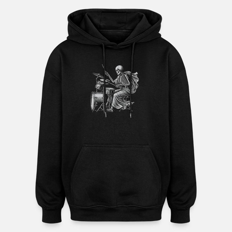 Batteur squelette avec cape - Sweat à capuche oversize unisexe - noir