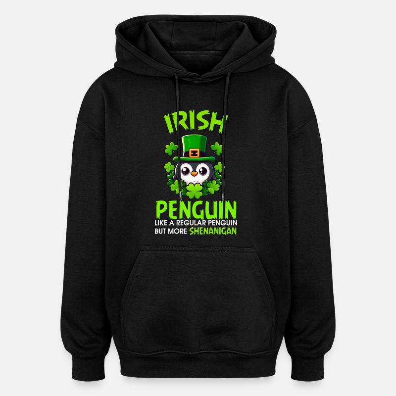 Leprechaun-Pinguin-Eskapaden - Oversized Unisex Hoodie - Schwarz