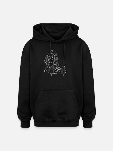 Mermaid sitting - Oversized Unisex Hoodie - black