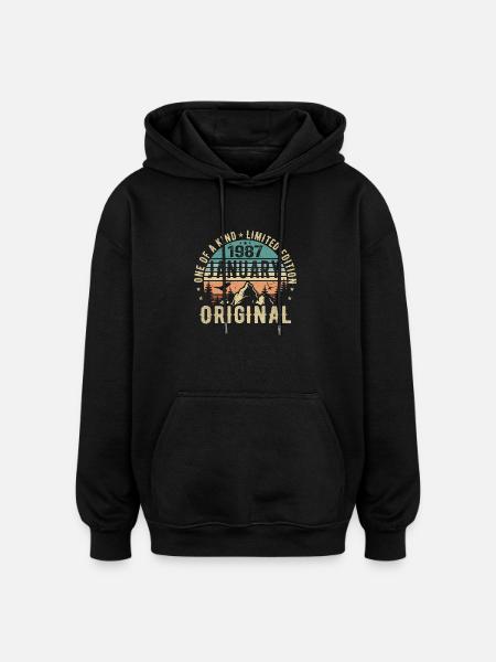 Fødselsdagsgave januar 1987 - januar 1987 - Oversize unisex hoodie - sort