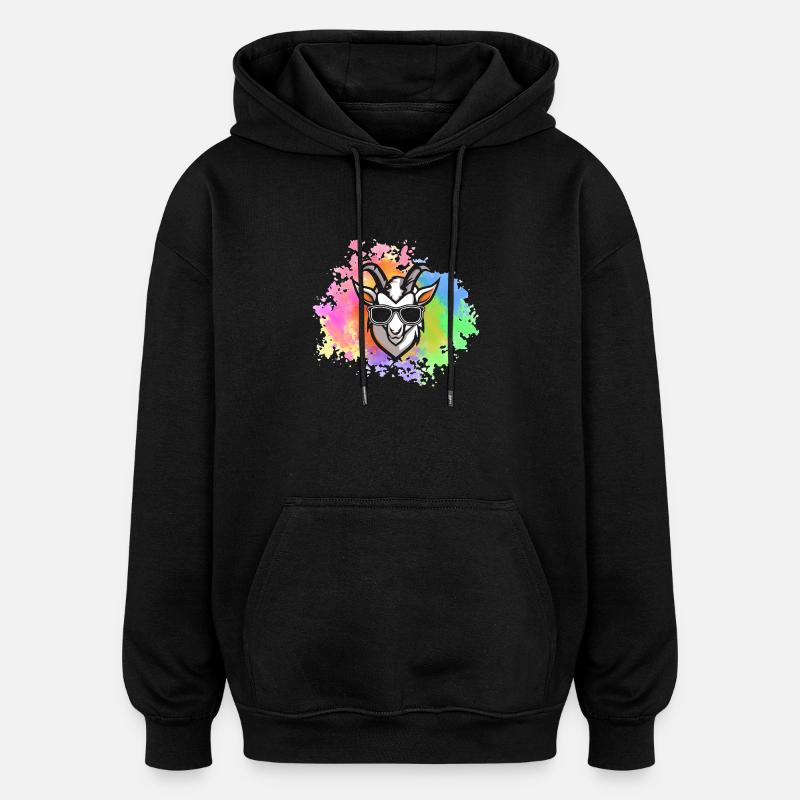 Chèvres - Sweat à capuche oversize unisexe - noir