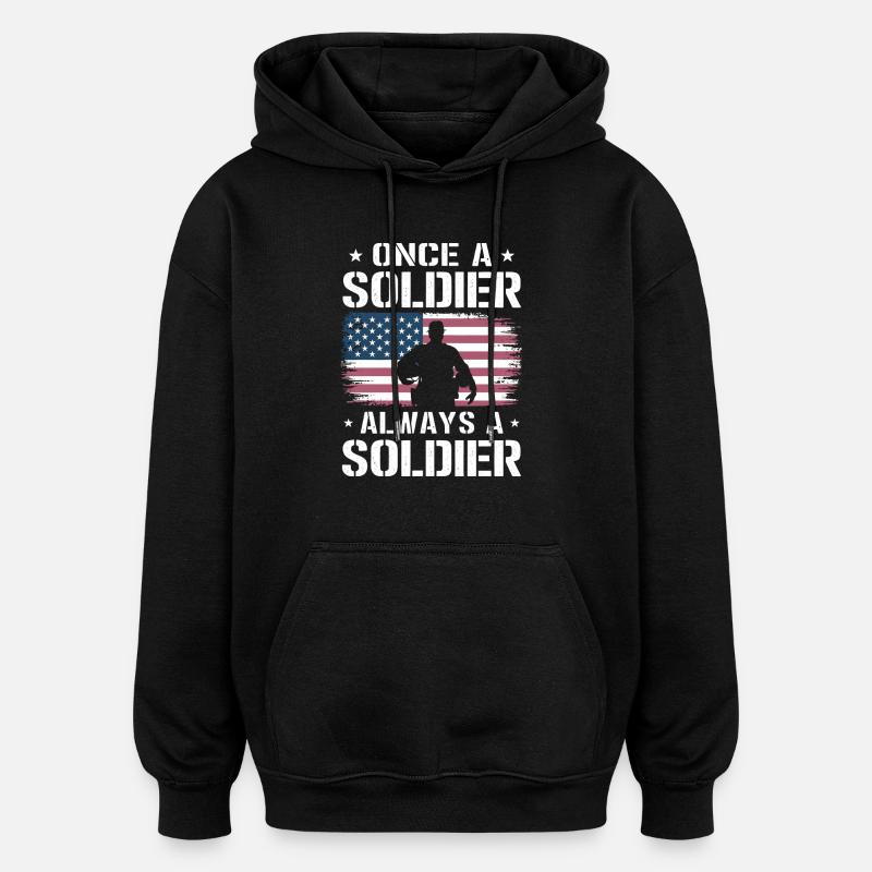 Soldat militaire vétéran - Sweat à capuche oversize unisexe - noir