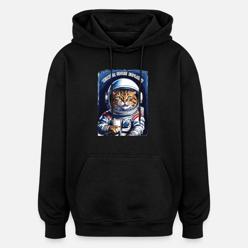 Chat Astronaute Univers Cadeau - Sweat à capuche oversize unisexe - noir