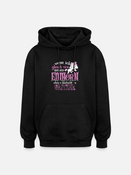 Einhorn Glitzer - Oversized Unisex Hoodie - Schwarz
