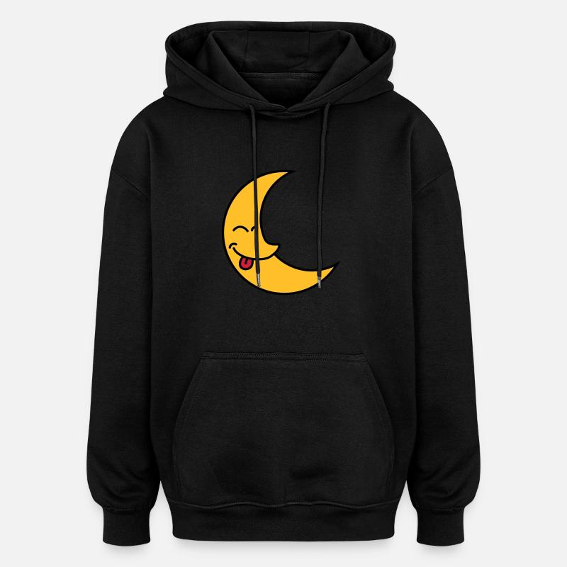 Funny Moon - Sweat à capuche oversize unisexe - noir