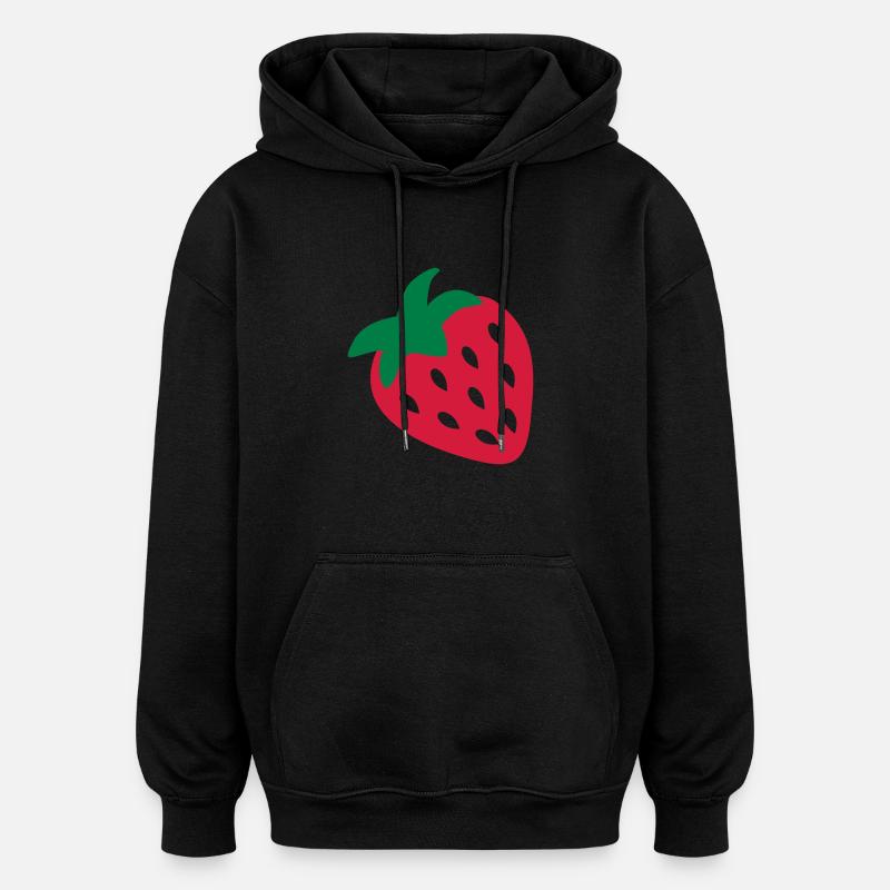 Strawberry - Oversized Unisex Hoodie - black