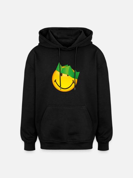 Smiley Green Crown - Oversized Unisex Hoodie - black
