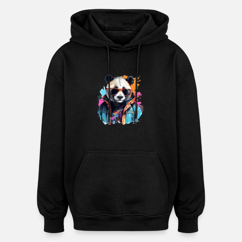 Rogue Panda. Design im Graffiti-Stil. - Oversized Unisex Hoodie - Schwarz