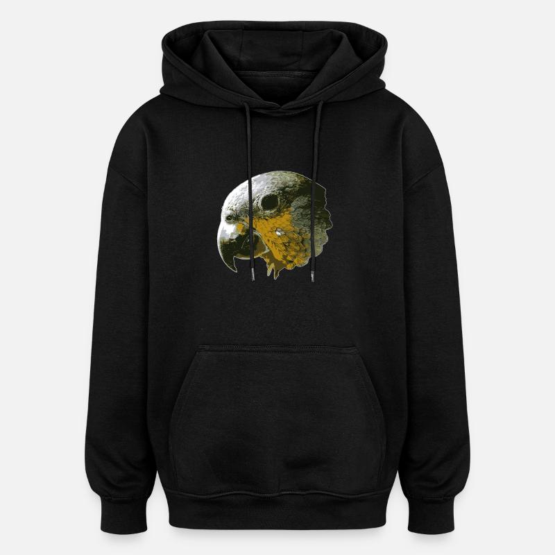 oiseau - Sweat à capuche oversize unisexe - noir