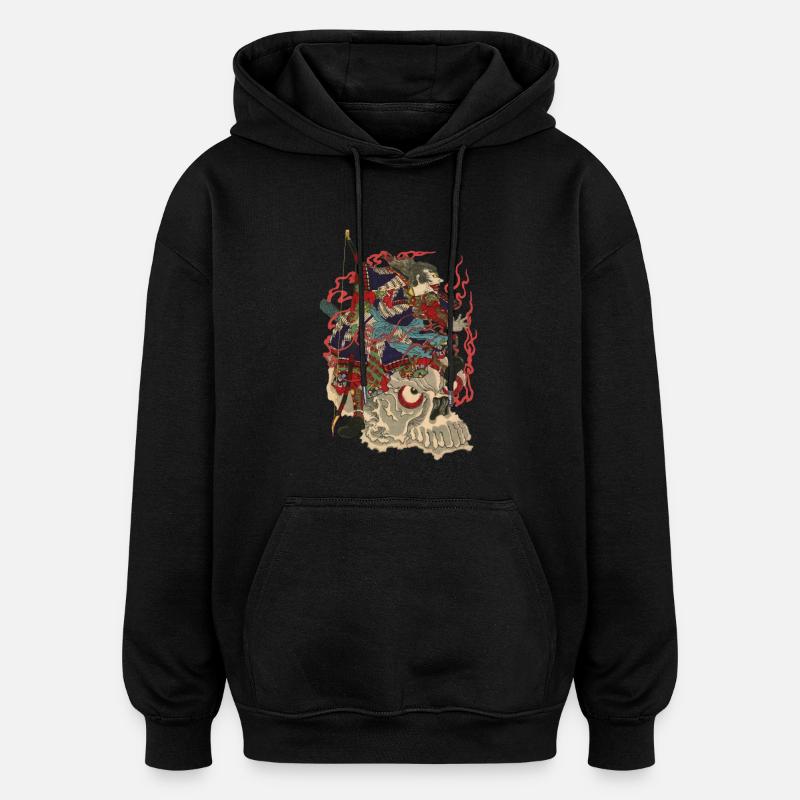 Skull Samurai - Oversized Unisex Hoodie - black