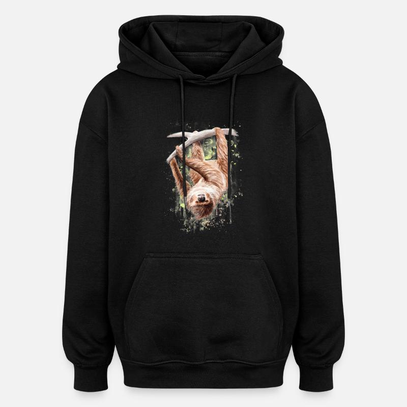 Faultier - Oversized Unisex Hoodie - Schwarz