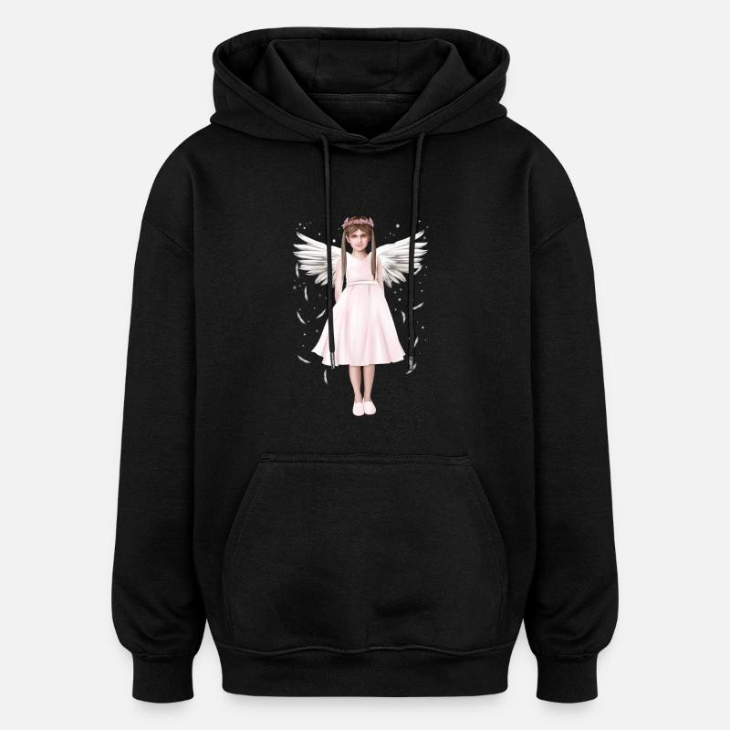 Ange ou (B) ange - Sweat à capuche oversize unisexe - noir