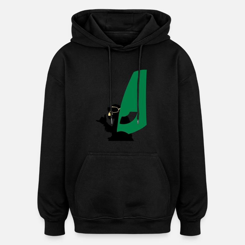 windsurfer monkey - Oversized Unisex Hoodie - black