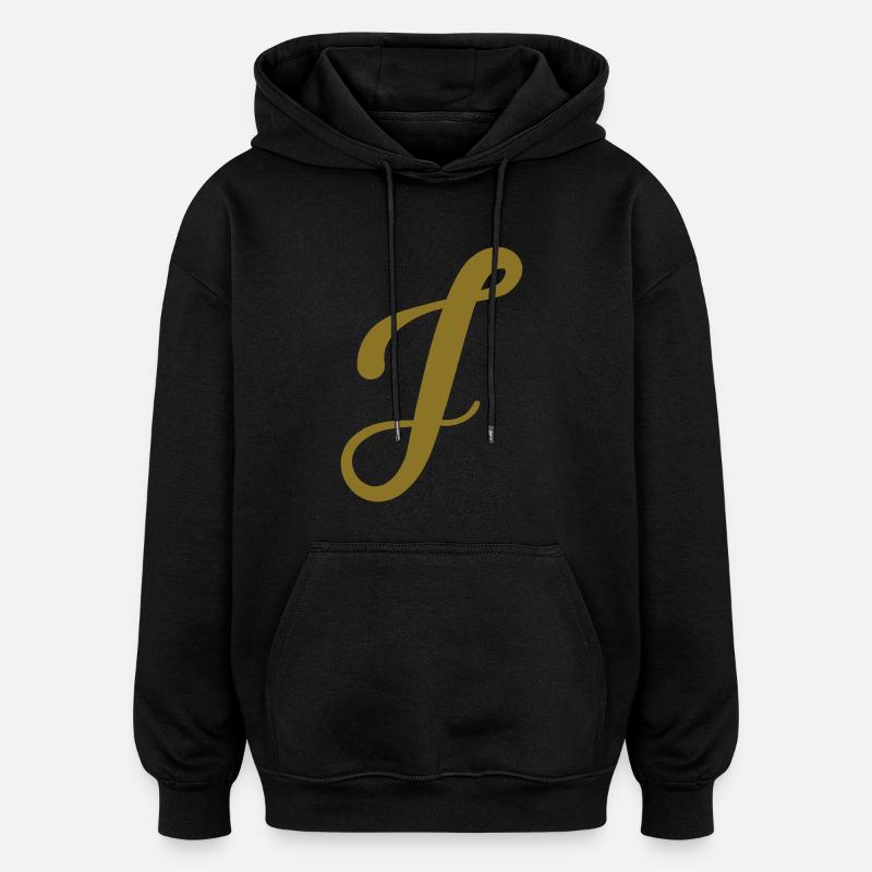 J - Buchstabe - Oversized Unisex Hoodie - Schwarz