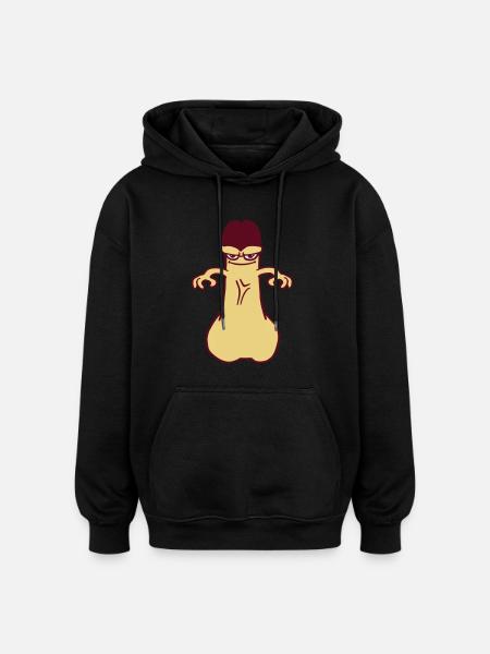 bite penis queue sexe - Sweat à capuche oversize unisexe - noir