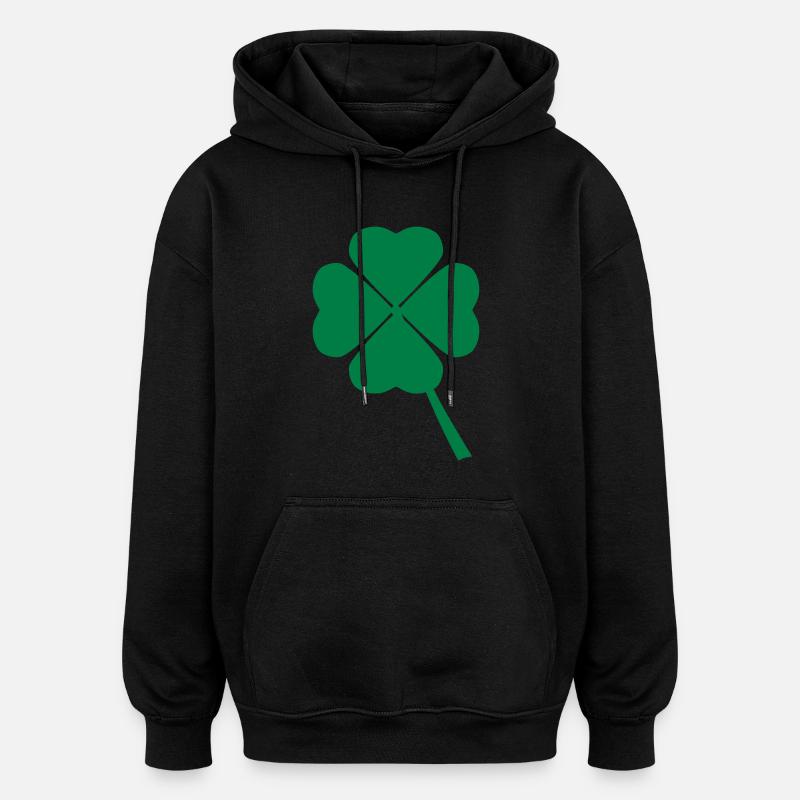 Kleeblatt mit 4 Blättern - Oversized Unisex Hoodie - Schwarz