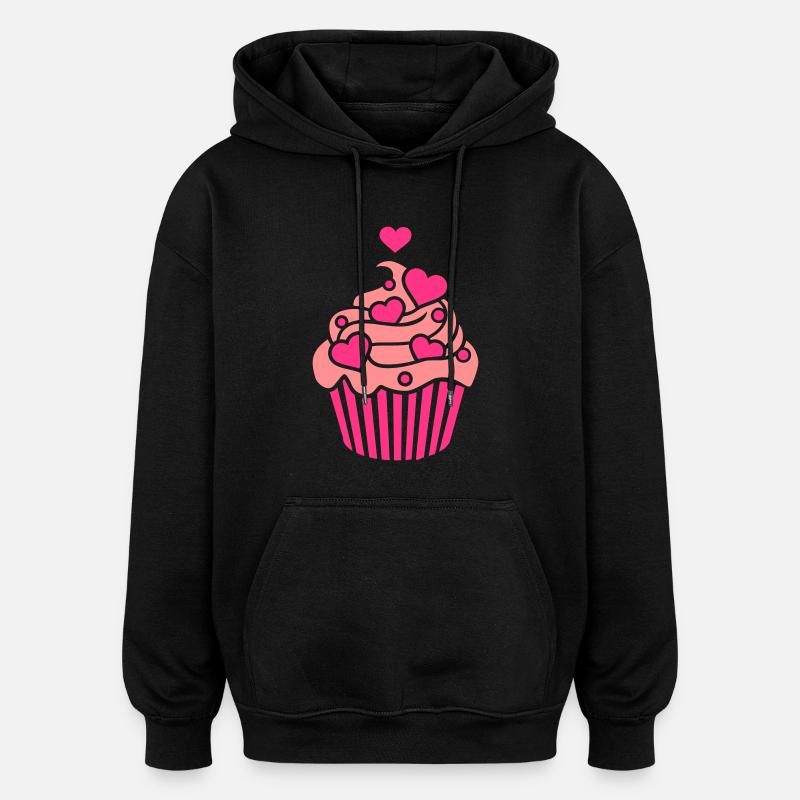 Cupcake - Sweat à capuche oversize unisexe - noir