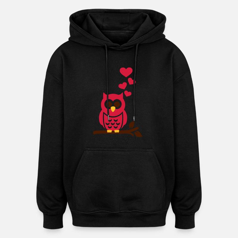 Eule - Oversized Unisex Hoodie - Schwarz