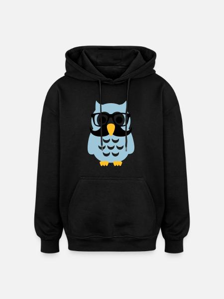 Eule - Oversized Unisex Hoodie - Schwarz