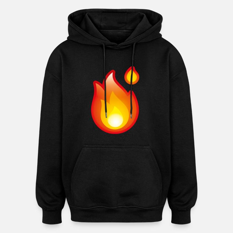 Smiley Fire - Oversized Unisex Hoodie - Schwarz