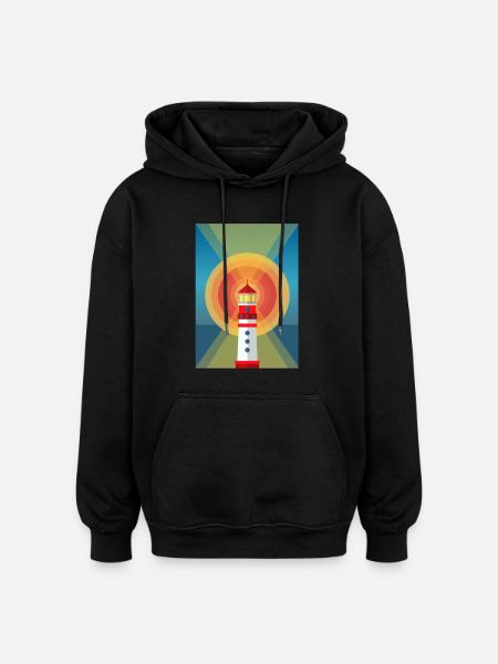 Luminous Lighthouse - Oversized Unisex Hoodie - black