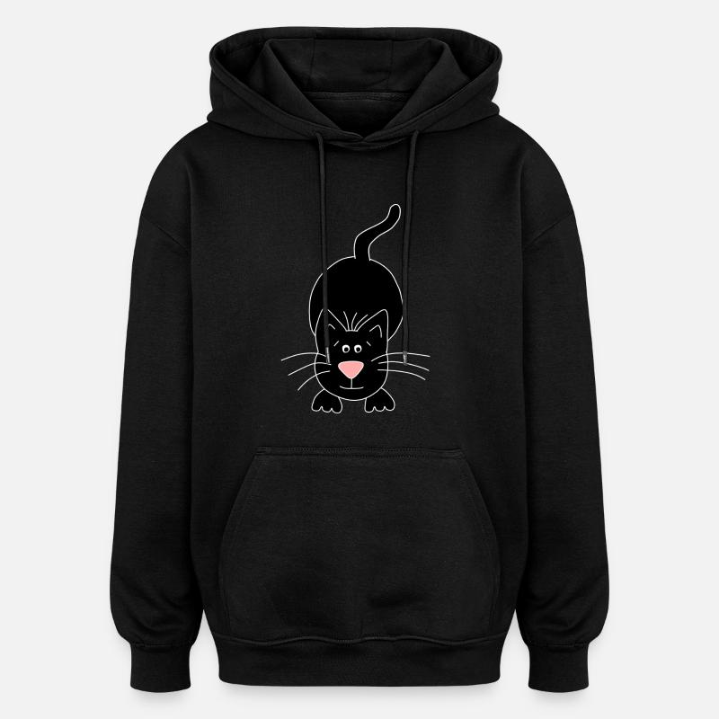 chat noir - Sweat à capuche oversize unisexe - noir