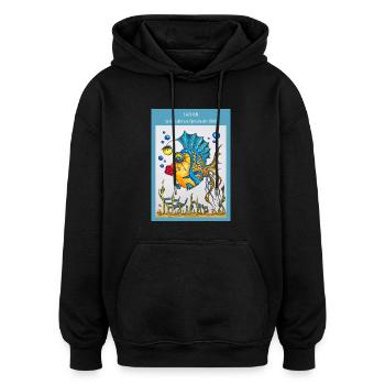 Eileen der leuchtende Fisch - Oversized Unisex Hoodie - Schwarz - Vorne - Noah (186cm)