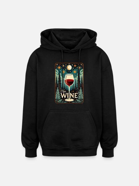 The Wine Tarot Card - Oversized Unisex Hoodie - black