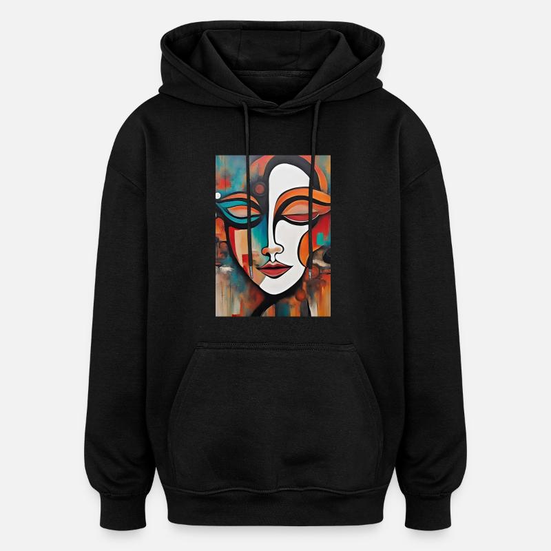 1 20240108 215148 0000Artistic Face - Sweat à capuche oversize unisexe - noir