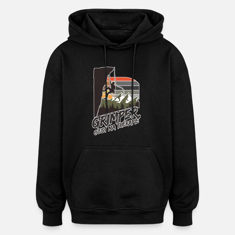 Escaladeur grimper c'est maTherapie - Sweat à capuche oversize unisexe - noir