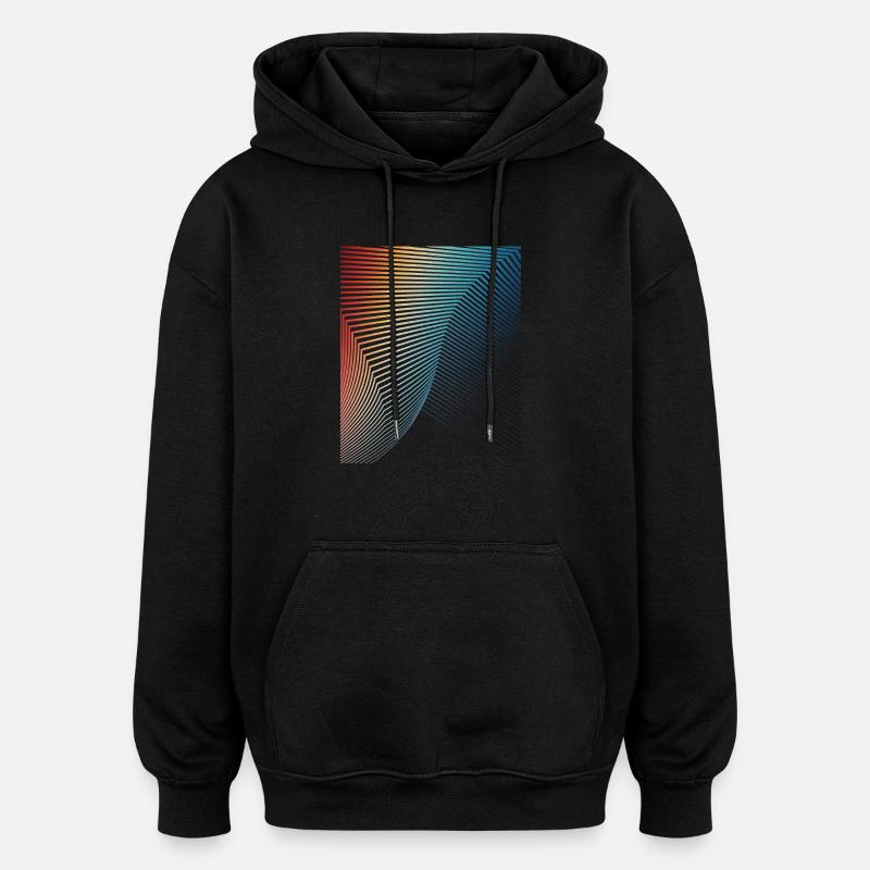 abstract geometric pattern spiral wave - Oversized Unisex Hoodie - black