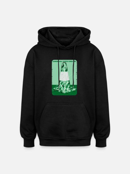 Camouflage green road cone - Oversized Unisex Hoodie - black