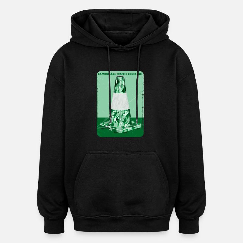 Cône de route vert camouflage - Sweat à capuche oversize unisexe - noir