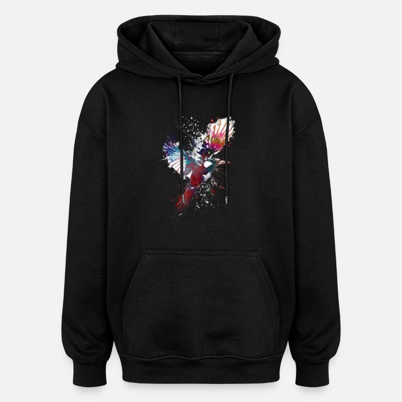 Pie oiseau - Sweat à capuche oversize unisexe - noir