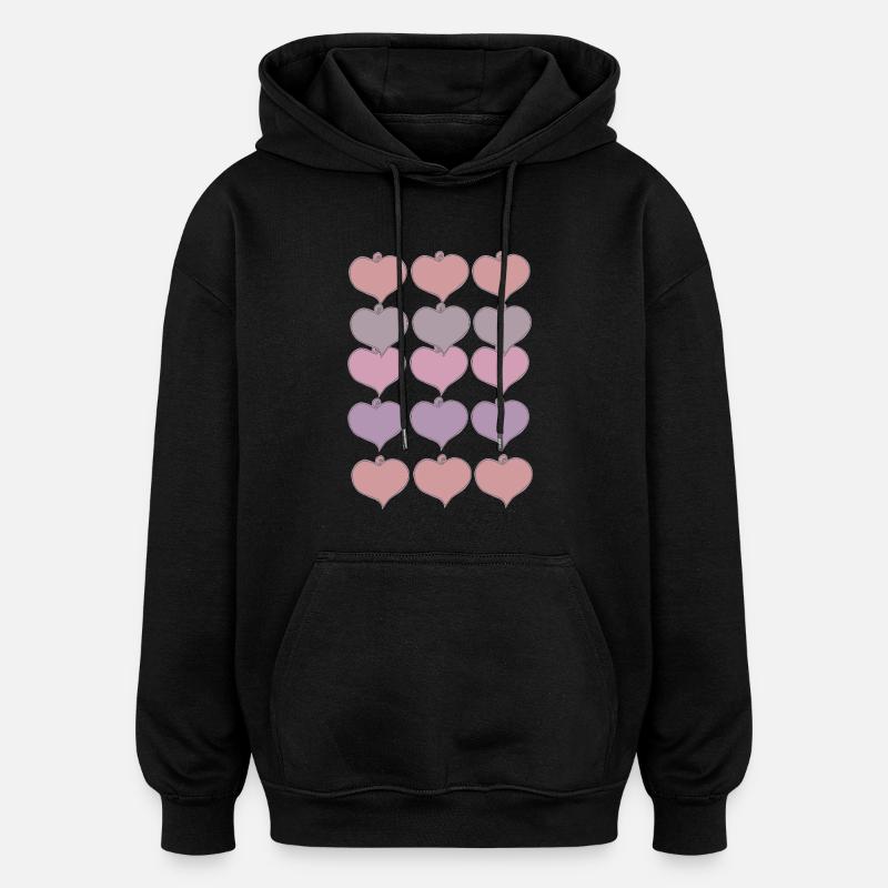 Heart Pendant Pattern - Oversized Unisex Hoodie - black