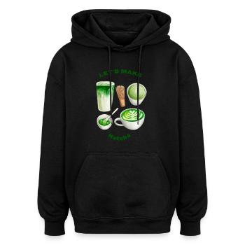 MATCHA - Sweat à capuche oversize unisexe - noir - Devant - Noah (186cm)