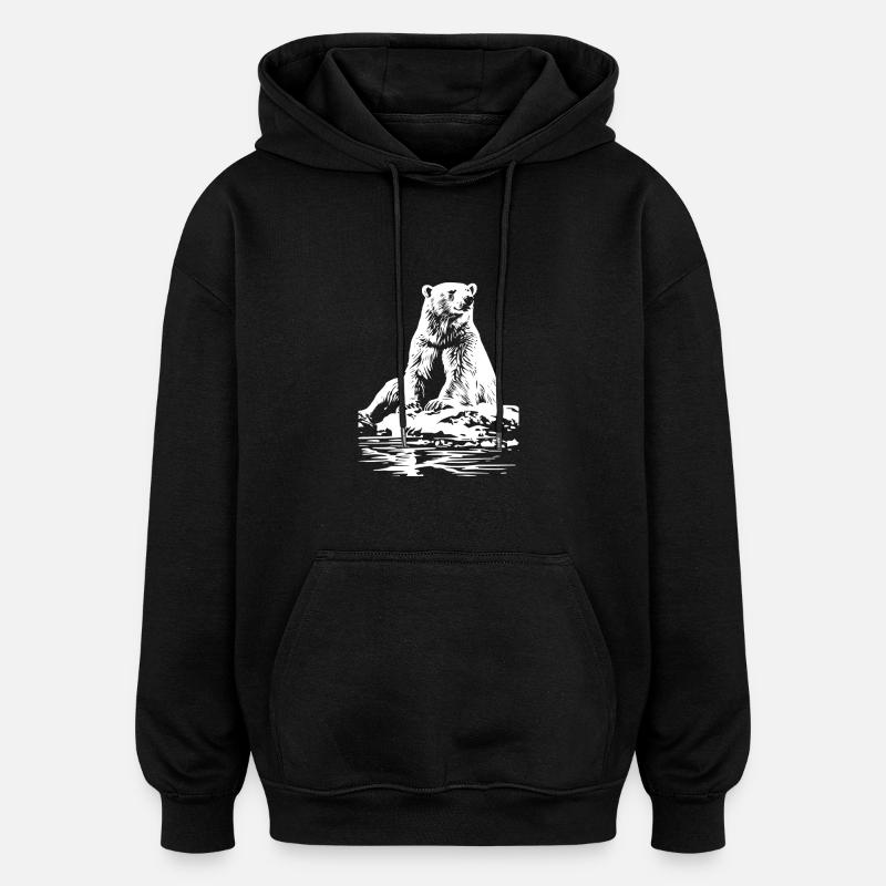 Ours polaire cool - Sweat à capuche oversize unisexe - noir
