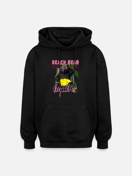 Beach Bear - Oversized Unisex Hoodie - Schwarz