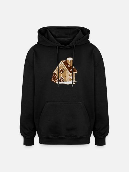 A gingerbread house, gingerbread and frosting - Oversized Unisex Hoodie - black
