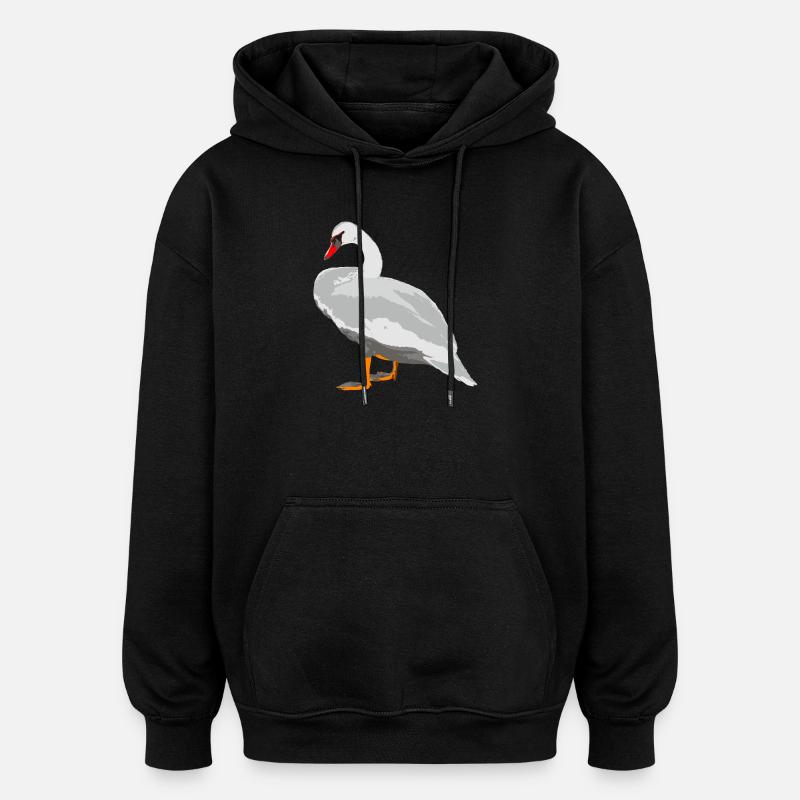 cygne - Sweat à capuche oversize unisexe - noir