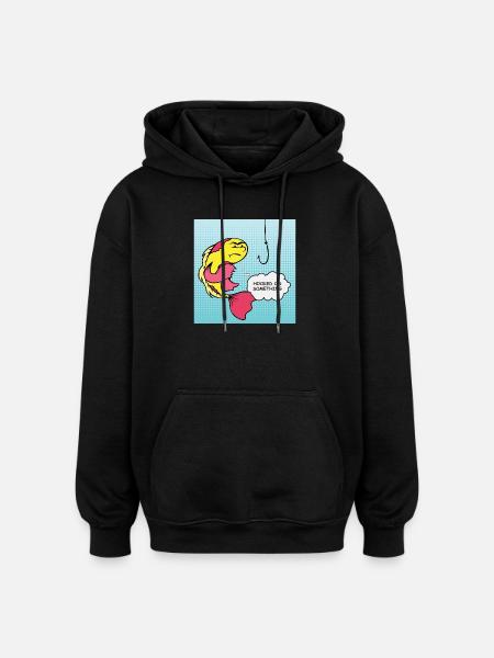 Pop Art Vis Gekroken Humor - Oversized uniseks hoodie - zwart
