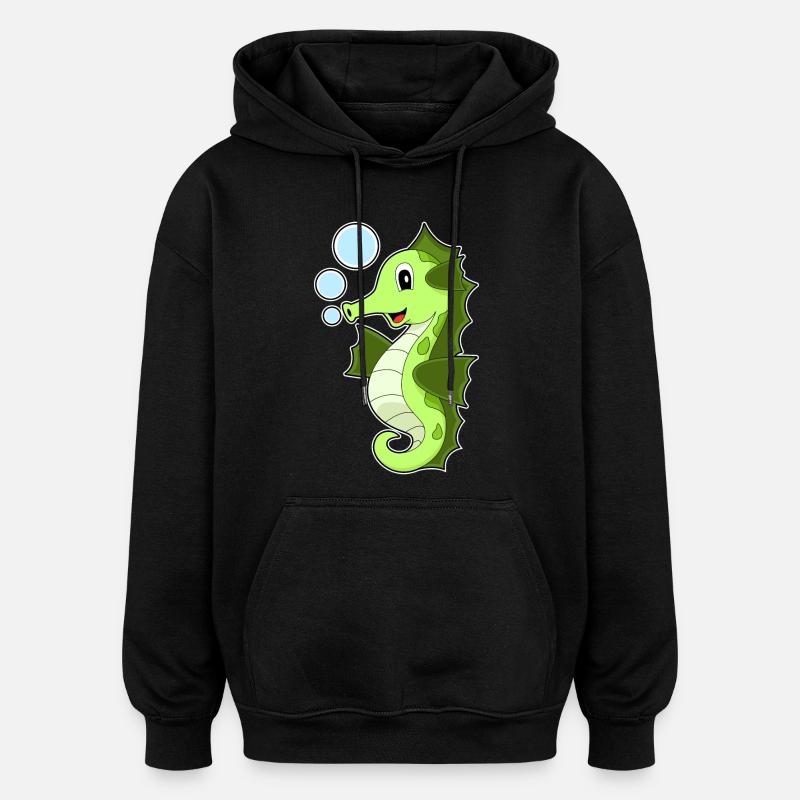 Hippocampe mignon - Sweat à capuche oversize unisexe - noir