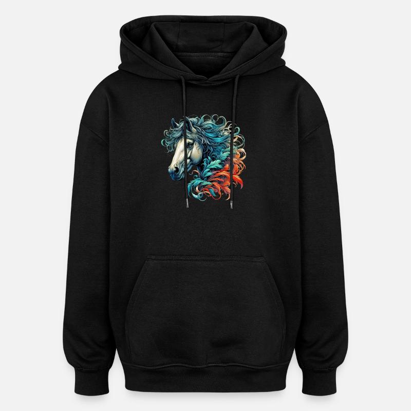 Cheval - Sweat à capuche oversize unisexe - noir