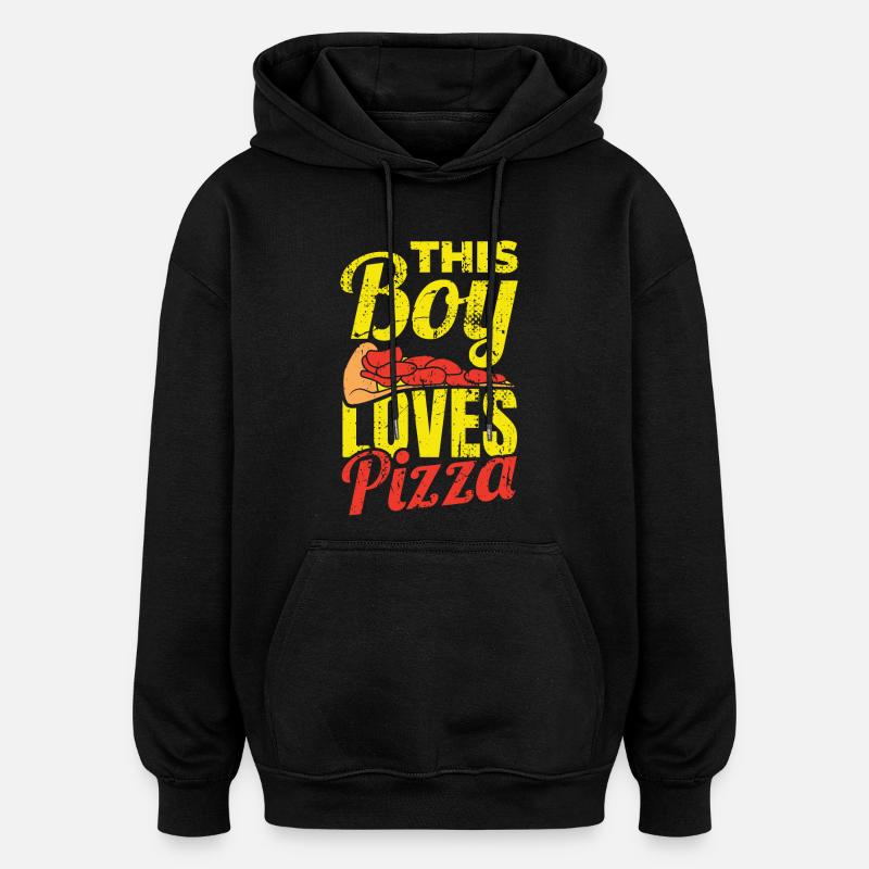 Ce garçon adore la pizza - Sweat à capuche oversize unisexe - noir
