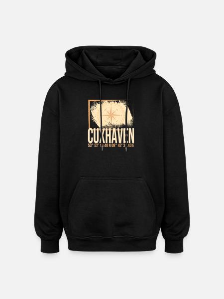 Cuxhaven Koordinaten - Oversized Unisex Hoodie - Schwarz