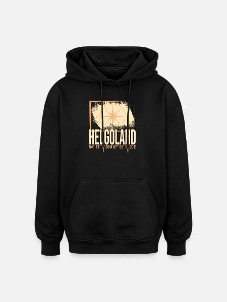 Helgoland Koordinaten - Oversized Unisex Hoodie - Schwarz