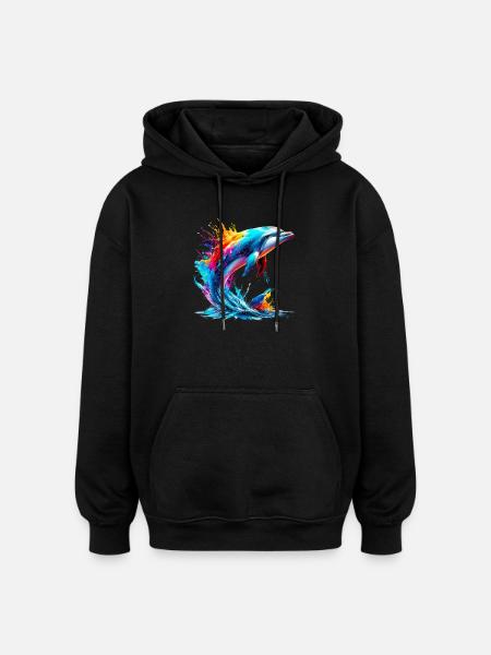 Dolphin - Oversized Unisex Hoodie - black
