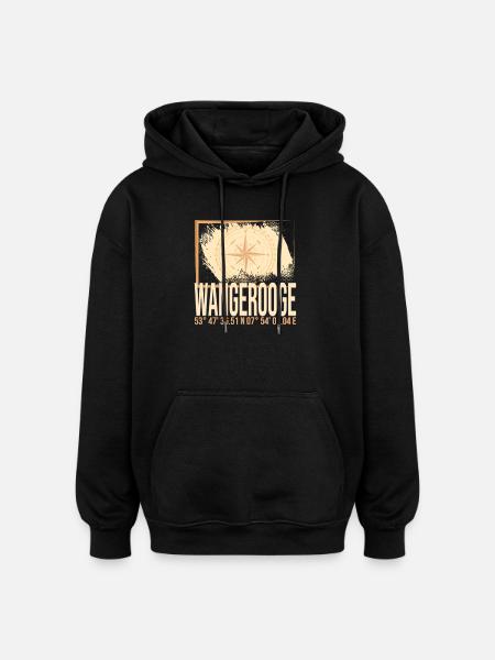 Wangerooge Koordinaten - Oversized Unisex Hoodie - Schwarz