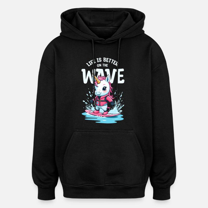 Wakeboard Licorne - Sweat à capuche oversize unisexe - noir